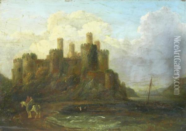 Castle With Horsemen Oil Painting - John, Rev. Thomson Of Duddingston