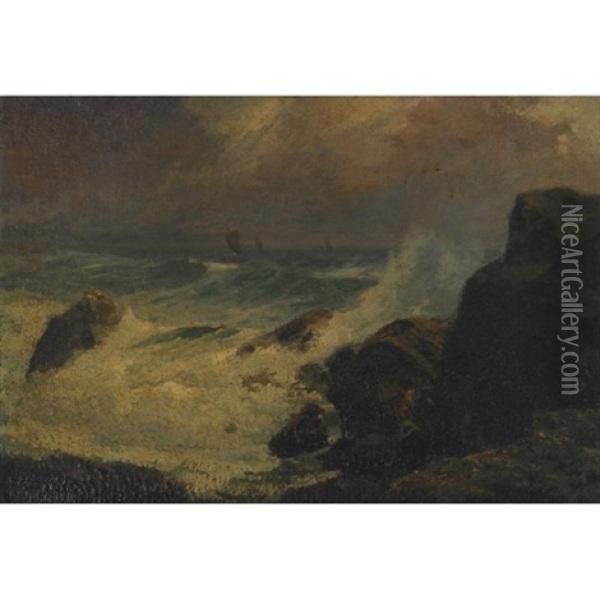 On The Cornish Coast Oil Painting - William Malcolm Cutts
