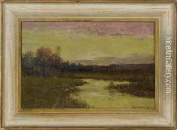 Sunset Over A Marsh Oil Painting - George Howell Gay