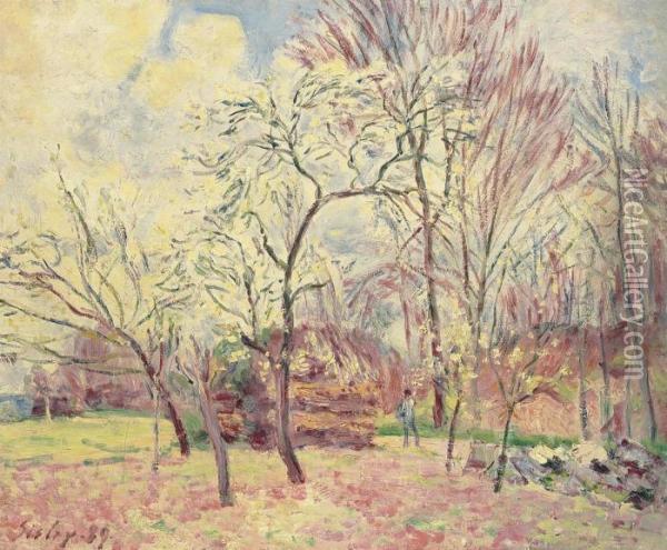 Premier Jour De Printemps A Moret Oil Painting - Alfred Sisley