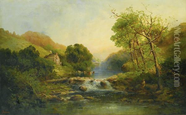 A River In Summer Oil Painting - Andrew Melrose