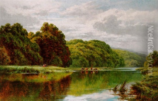 On The Thames At Cookham Oil Painting - Henry H. Parker