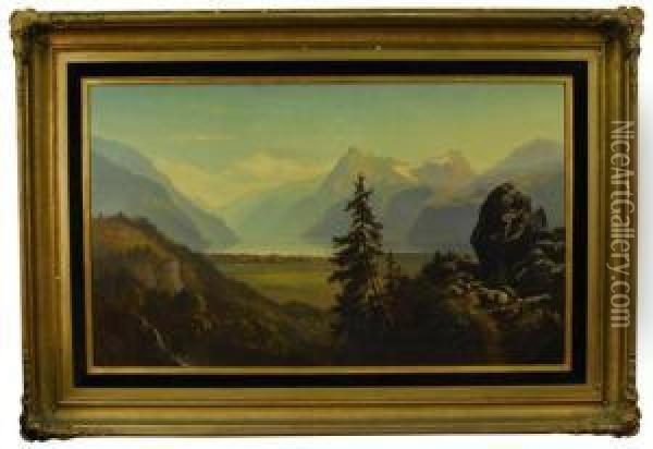 Panoramic View Of Mountains And Lake Oil Painting - Benjamin Champney