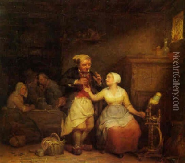 Der Flirtende Wirt Oil Painting - Leopold Fisette