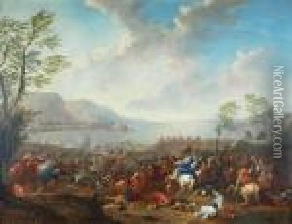 Bitwa Kawalerii Austriackiej Z Turkami Oil Painting - Karel Van Breydel (Le Chevalier)