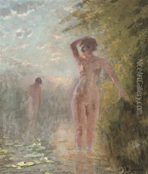 L'heure De La Baignade Oil Painting - Adriaan Josef Heymans