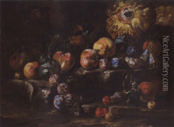 Nature Morte De Fruits Oil Painting - Michelangelo di Campidoglio