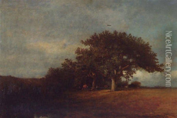 A Landscape With Cows Oil Painting - Jules Dupre