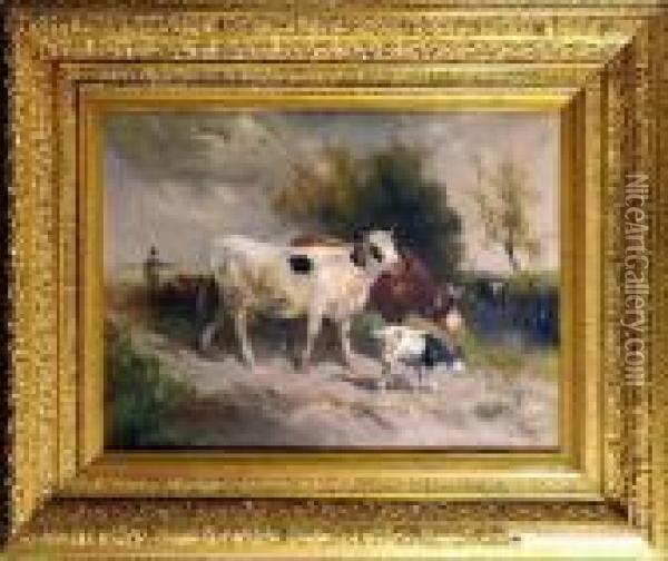 [vaches Et Chevre] Oil Painting - Henry Schouten