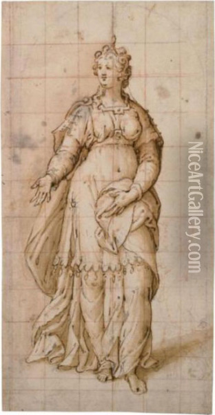 Figura Femminile In Piedi Oil Painting - Bernardino Campi