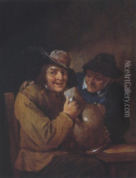 Ein Bauer Mit Grosem Tonkrug Oil Painting - Matheus van Helmont
