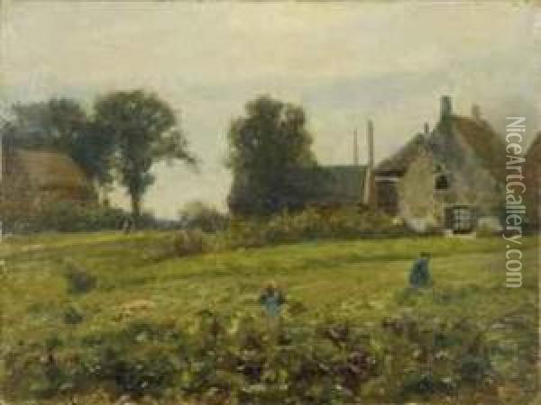 Dutch Farmstead Oil Painting - William Edward Norton