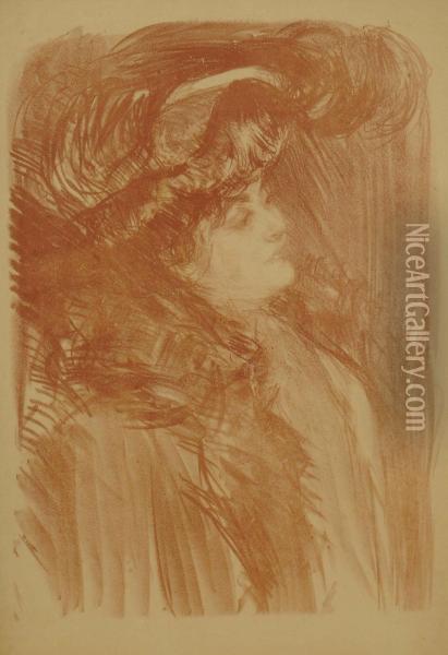 Portrait Of Mrs. Millbank Oil Painting - Albert De Belleroche
