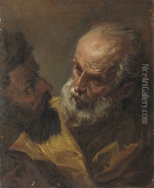 Two Bearded Men (study) Oil Painting - Sebastiano Ricci