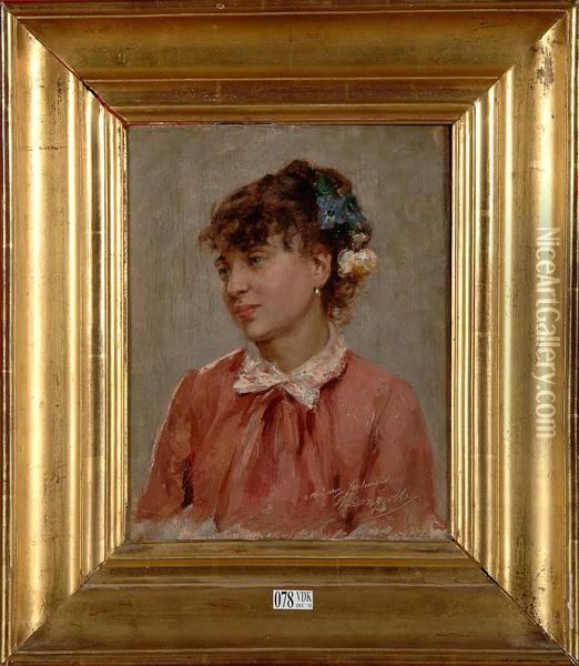 Portrait D'une Elegante Oil Painting - Theophile Louis Deyrolle
