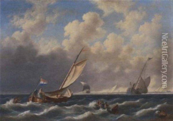 A Blustery Day Offshore Oil Painting - Charles Martin Powell