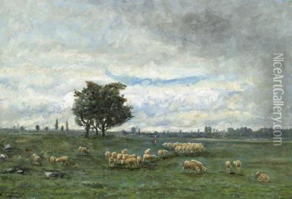 Schafe. Oil Painting - Hyacinthe Florentin Lepesqueur