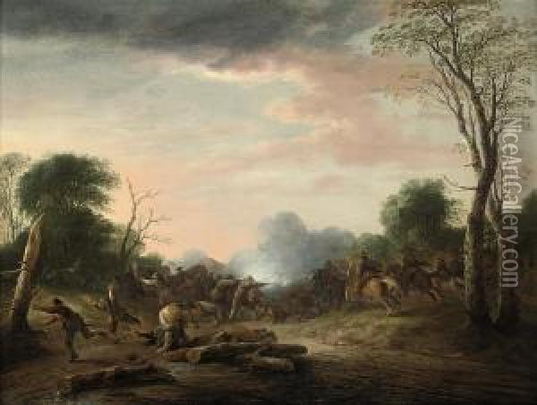 An Ambush In A Wooded Landscape Oil Painting - Pieter de Bloot