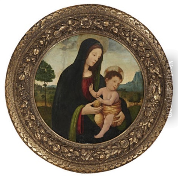 The Madonna And Child In A Landscape Oil Painting - Francesco Botticini