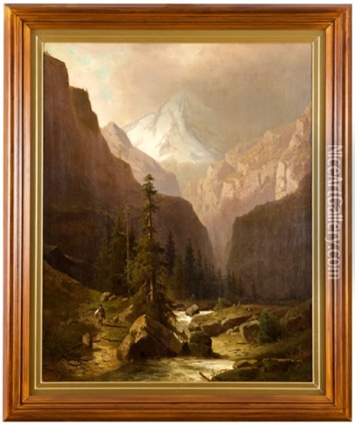 Alpska Krajina S Horskym Potokem Oil Painting - Adolf Chwala