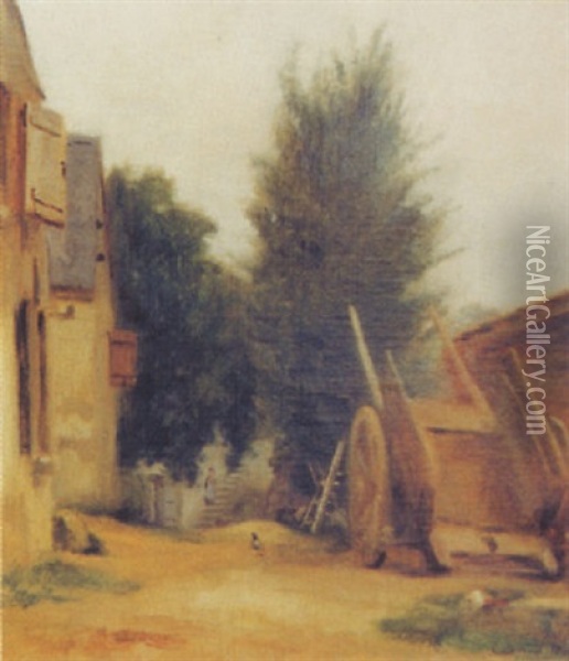 La Cour De Ferme Oil Painting - Adolphe Felix Cals