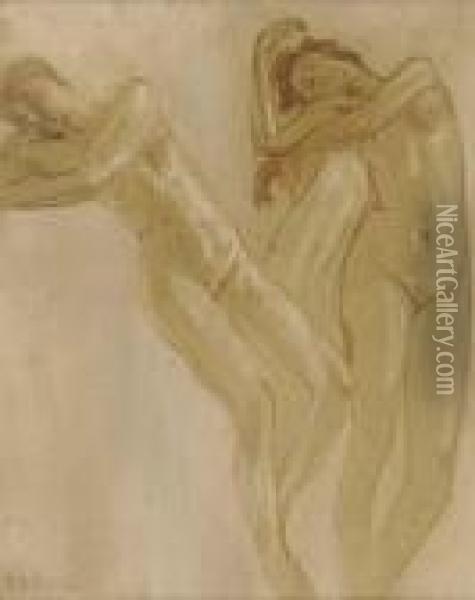 Study Of Female Nudes Oil Painting - Arthur Bowen Davies