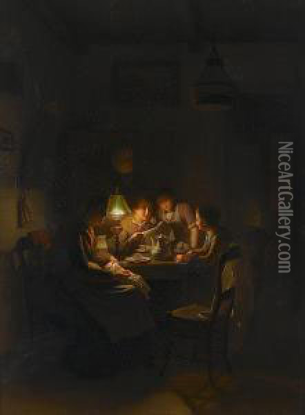 Kitchen Interior Oil Painting - Johannes Rosierse
