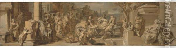 La Mise Au Tombeau D'un Heros Antique Oil Painting - Gerard de Lairesse