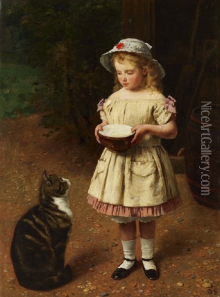 Kind Mit Katze Oil Painting - Otto Franz Scholderer