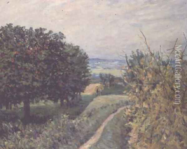In the Vineyards at Louveciennes, 1874 Oil Painting - Alfred Sisley