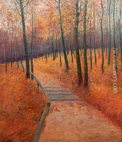 Podzimni Cesta Oil Painting - Jaroslav Simunek
