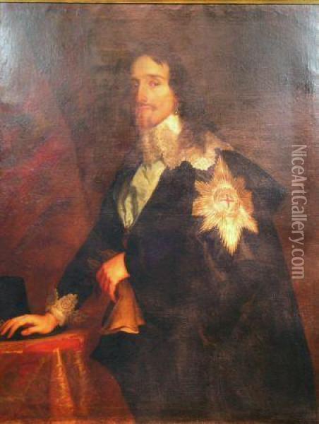Portrait Of King Charles I Of England Wearing The Order Of Thegarter Oil Painting - Sir Anthony Van Dyck