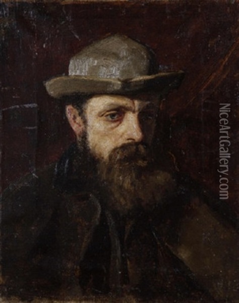 Portrait Of A Bearded Man In A Hat Oil Painting - Sarah Henrietta Purser