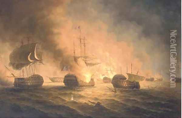 The battle of the Nile Oil Painting - James Hardy Jnr