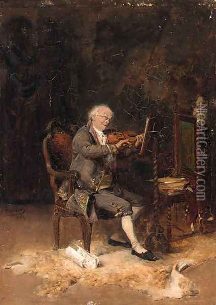 The Violinist Oil Painting - Luis Franco Salinas