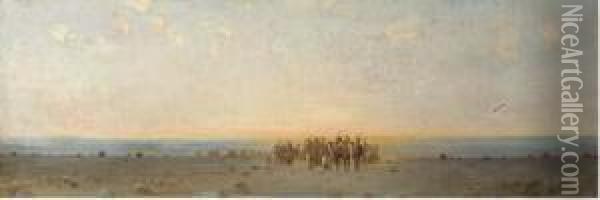 An Arab Caravan In The Desert Oil Painting - Gustave Achille Guillaumet