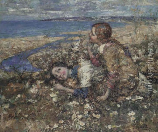 June Roses, Brighouse Bay Oil Painting - Edward Atkinson Hornel