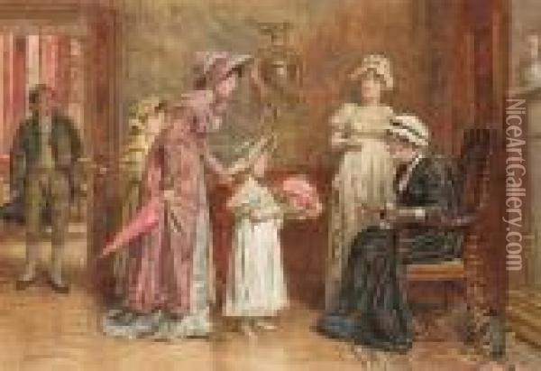 The Grand-daughter's Posy Oil Painting - George Goodwin Kilburne