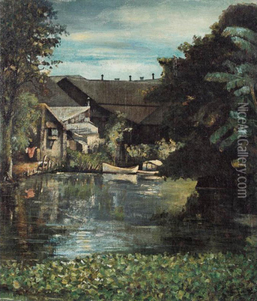 The River Scene Oil Painting - Fabian De La Rosa
