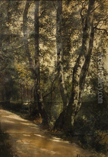 Birken Am Weg Oil Painting - Alois Kirnig