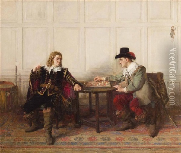 Chess Players Oil Painting - George Ogilvy Reid