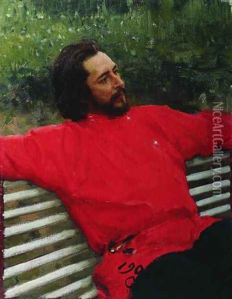 Portrait of writer Leonid Nikolayevich Andreyev (Summer break) Oil Painting - Ilya Efimovich Efimovich Repin