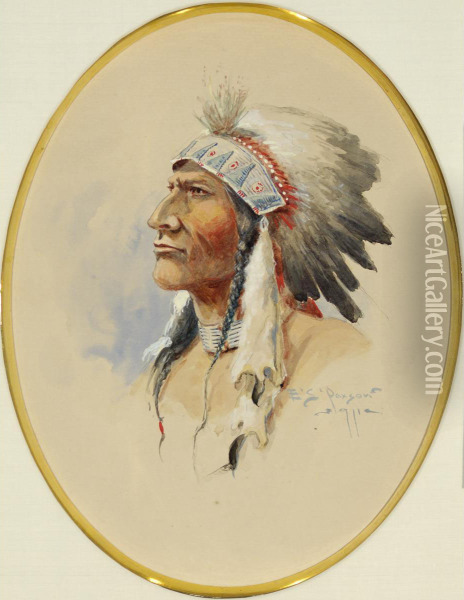 Sioux Chief Oil Painting - Edgar Samuel Paxson