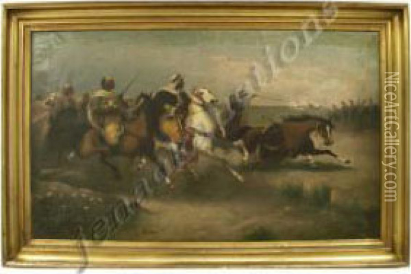 Arabs On Horseback Oil Painting - F. Torni