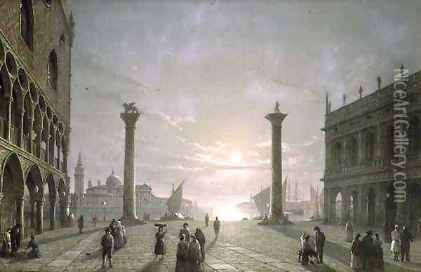 The Grand Canal From Piazza San Marco Oil Painting - Henry Pether
