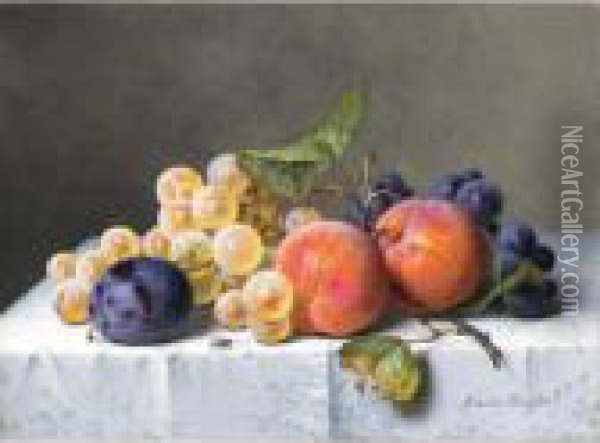 Stilleben Mit Pfirsichen Und Weintrauben (still Life With Peaches And Grapes) Oil Painting - Emilie Preyer