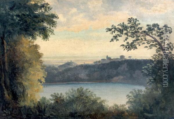 Vue Du Lac Nemi Et De Genzano Oil Painting - Pierre-Henri de Valenciennes
