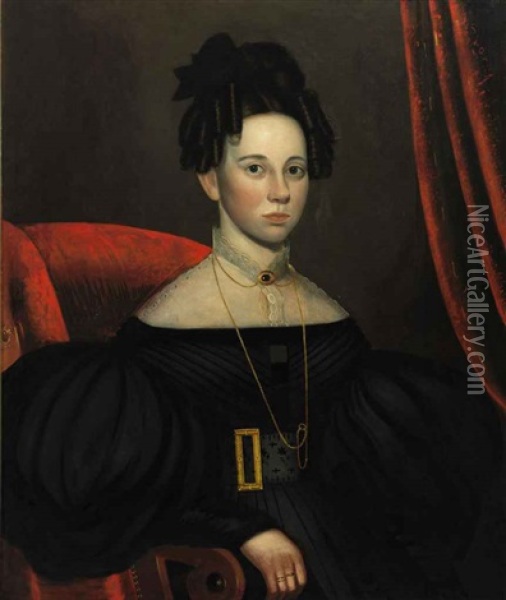 Portrait Of A Lady In A Black Dress Oil Painting - John Sherburne Blunt