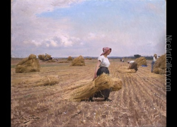 Die Getreideernte Oil Painting - Victor Gabriel Gilbert