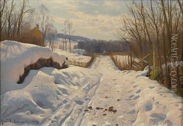 Winter Landscape, Langsith Oil Painting - Peder Mork Monsted
